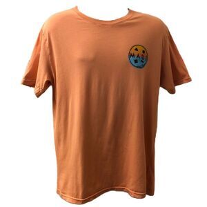Maui and Sons Men's Unisex Orange Graphic T-shirt Medium Tropical Hawaiian
